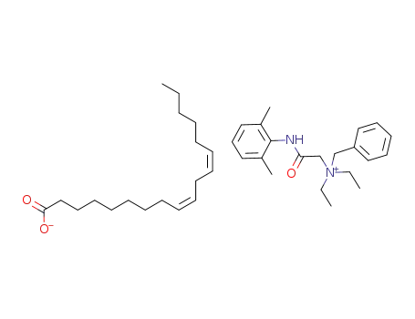 Molecular Structure of 890843-15-9 (N-{2-[(2,6-dimethylphenyl)-amino]-2-oxoethyl}-N,N-diethyl-benzenemethanaminium linolate)