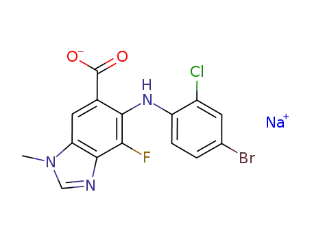 1H-Benzimidazole-6-carboxylic acid,
5-[(4-bromo-2-chlorophenyl)amino]-4-fluoro-1-methyl-, sodium salt (1:1)