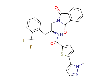 N-((1S)-2-(1,3-dioxo-1,3-dihydro-2H-isoindol-2-yl)-1-{[2-(trifluoromethyl)phenyl]methyl}ethyl)-5-(1-methyl-1H-pyrazol-5-yl)-2-thiophenecarboxamide