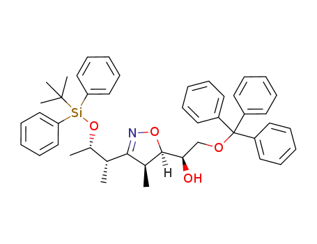 Molecular Structure of 1132969-95-9 ((R)-1-((4S,5R)-3-((2S,3S)-3-(tert-butyldiphenylsilyloxy)butan-2-yl)-4-methyl-4,5-dihydroisoxazol-5-yl)-2-(trityloxy)ethanol)