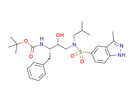Molecular Structure of 869885-66-5 ({1-benzyl-2-hydroxy-3-[isobutyl-(3-methyl-1H-indazole-5-sulfonyl)-amino]-propyl}-carbamic acid tert-butyl ester)