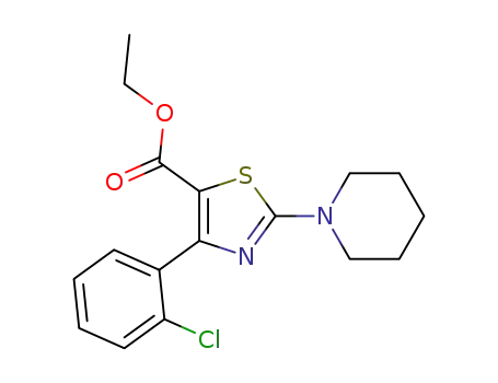Molecular Structure of 188679-29-0 (5-Thiazolecarboxylic acid, 4-(2-chlorophenyl)-2-(1-piperidinyl)-, ethyl
ester)