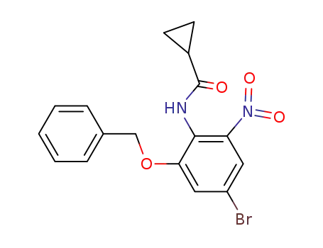 Molecular Structure of 713530-75-7 (cyclopropanecarboxylic acid (2-benzyloxy-4-bromo-6-nitro-phenyl)-amide)