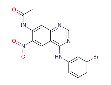 Molecular Structure of 169205-91-8 (Acetamide, N-[4-[(3-bromophenyl)amino]-6-nitro-7-quinazolinyl]-)