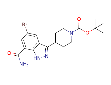 1-Piperidinecarboxylic acid, 4-[7-(aminocarbonyl)-5-bromo-1H-indazol-3-yl]-, 1,1-dimethylethyl ester