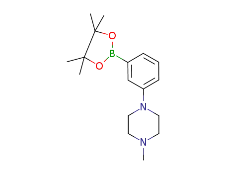 Molecular Structure of 747413-18-9 (1-methyl-4-[3-(4,4,5,5-tetramethyl-1,3,2-dioxaborolan-2-yl)phenyl]Piperazine)