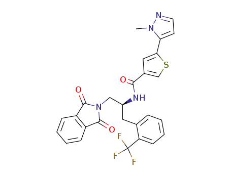 N-((1S)-2-(1,3-dioxo-1,3-dihydro-2H-isoindol-2-yl)-1-{[2-(trifluoromethyl)phenyl]methyl}ethyl)-5-(1-methyl-1H-pyrazol-5-yl)-3-thiophenecarboxamide