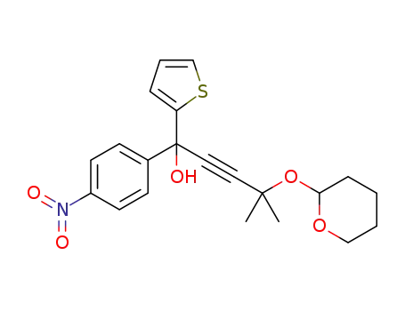 Molecular Structure of 1202186-02-4 (1-(4-nitrophenyl)-1-(2-thienyl)-4-methyl-4-(tetrahydropyran-2-yloxy)-pent-2-yn-1-ol)