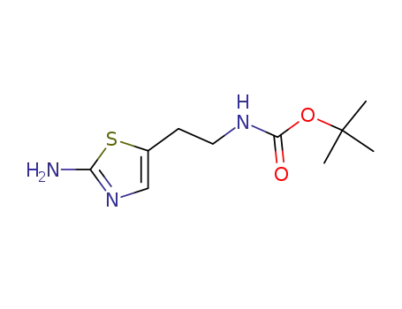 Molecular Structure of 820231-00-3 (Carbamic acid, [2-(2-amino-5-thiazolyl)ethyl]-, 1,1-dimethylethyl ester)