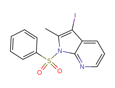 1H-Pyrrolo[2,3-b]pyridine, 3-iodo-2-methyl-1-(phenylsulfonyl)-