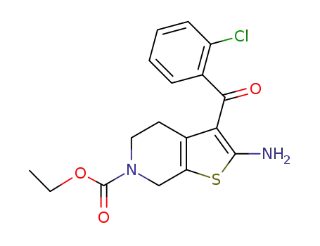 Molecular Structure of 132388-96-6 (2-aMino-3-(2-chlorobenzoyl)-4,7-dihydro-, ethyl ester)