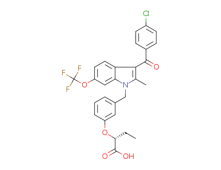 Butanoic acid, 2-[3-[[3-(4-chlorobenzoyl)-2-methyl-6-(trifluoromethoxy)-1H-indol-1-yl]methyl]phenoxy]-, (2R)-