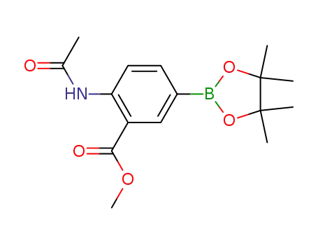 Molecular Structure of 269410-02-8 (methyl 2-acetamido-5-(4,4,5,5-tetramethyl-1,3,2-dioxaborolan-2-yl)benzoate)