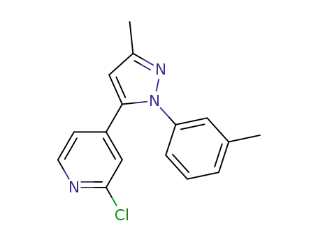 Molecular Structure of 250263-25-3 (2-chloro-4-[1-(3-methylphenyl)-3-methyl-1H-pyrazol-5-yl]pyridine)