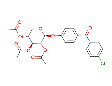 Molecular Structure of 99482-83-4 (4-(4-chlorobenzoyl)phenyl 2,3,4-tri-O-acetyl-β-D-xylopyranoside)