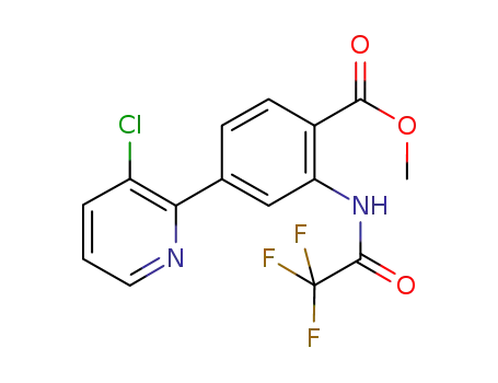 Molecular Structure of 849757-93-3 (Benzoic acid, 4-(3-chloro-2-pyridinyl)-2-[(trifluoroacetyl)amino]-, methyl
ester)