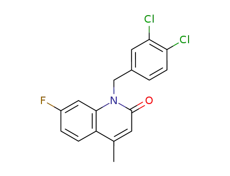 Molecular Structure of 61753-90-0 (2(1H)-Quinolinone, 1-[(3,4-dichlorophenyl)methyl]-7-fluoro-4-methyl-)