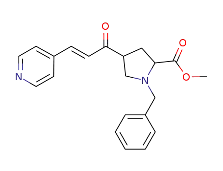 Molecular Structure of 629623-80-9 (Proline, 4-[(2E)-1-oxo-3-(4-pyridinyl)-2-propenyl]-1-(phenylmethyl)-,
methyl ester)