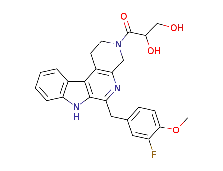 Molecular Structure of 1207633-34-8 (1-[6-(3-fluoro-4-methoxybenzyl)-1,2,4,7-tetrahydro-3H-indolo[2,3-c][1,7]naphthyridin-3-yl]-2,3-dihydroxypropan-1-one)