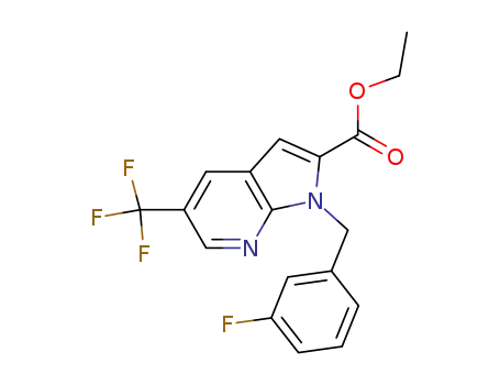 Molecular Structure of 920978-98-9 (1H-Pyrrolo[2,3-b]pyridine-2-carboxylic acid,
1-[(3-fluorophenyl)methyl]-5-(trifluoromethyl)-, ethyl ester)