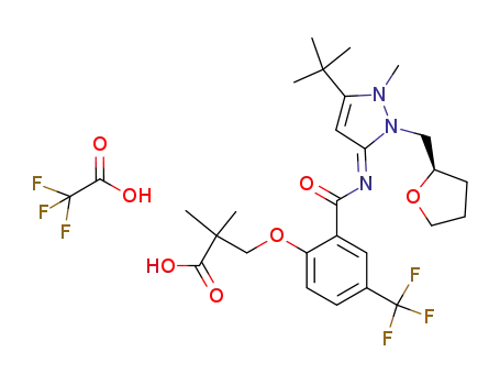 3-[2-[({(3E)-5-tert-butyl-1-methyl-2-[(2R)-tetrahydrofuran-2-ylmethyl]-1,2-dihydro-3H-pyrazol-3-ylidene}amino)carbonyl]-4-(trifluoromethyl)phenoxy]-2,2-dimethylpropanoic acid trifluoroacetate