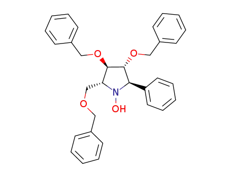 Molecular Structure of 1000612-60-1 ((2R,3R,4R,5R)-3,4-bis(benzyloxy)-2-(benzyloxymethyl)-1-hydroxy-5-phenylpyrrolidine)