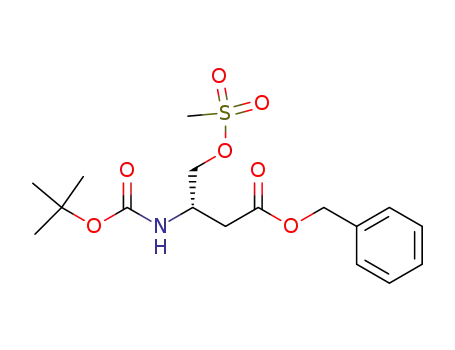 Molecular Structure of 149193-64-6 (Butanoic acid,
3-[[(1,1-dimethylethoxy)carbonyl]amino]-4-[(methylsulfonyl)oxy]-,
phenylmethyl ester, (S)-)