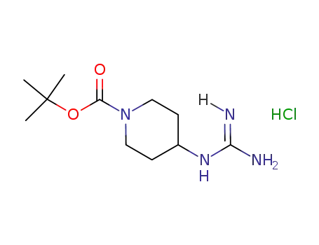Molecular Structure of 885049-08-1 (4-[(AMINOIMINOMETHYL)AMINO]-1-PIPERIDINECARBOXYLIC ACID 1,1-DIMETHYLETHYL ESTER MONOHYDROCHLORIDE)