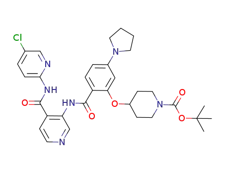 Molecular Structure of 852370-53-7 (3-[2-(1-tert-butoxycarbonylpiperidin-4-yloxy)-4-(pyrrolidin-1-yl)benzoylamino]-N-(5-chloropyridin-2-yl)pyridine-4-carboxamide)