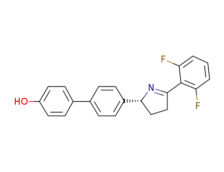 Molecular Structure of 405201-89-0 ([1,1'-Biphenyl]-4-ol,
4'-[(2R)-5-(2,6-difluorophenyl)-3,4-dihydro-2H-pyrrol-2-yl]-)