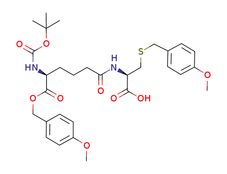 Molecular Structure of 1041170-88-0 (N-tert-butyloxycarbonyl-α-p-methoxybenzyl-δ-(L-α-aminoadipoyl)-S-p-methoxybenzyl-L-cysteine)