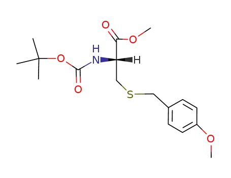 Molecular Structure of 83176-23-2 (L-Cysteine,
N-[(1,1-dimethylethoxy)carbonyl]-S-[(4-methoxyphenyl)methyl]-, methyl
ester)