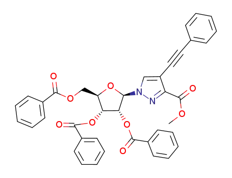 methyl 4-phenylethynyl-1-(2',3',5'-tribenzoyl-β-D-ribofuranosyl)pyrazole-3-carboxylate