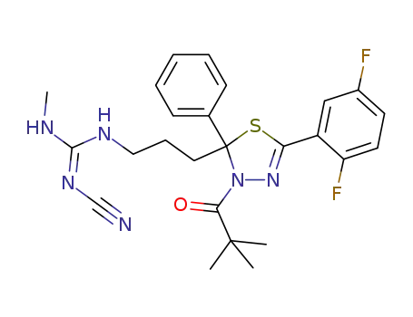 (Z)-2-cyano-1-{3-[5-(2,5-difluoro-phenyl)-3-pivaloyl-2-phenyl-2,3-dihydro-[1,3,4]thiadiazol-2-yl]-propyl}-3-methyl-guanidine