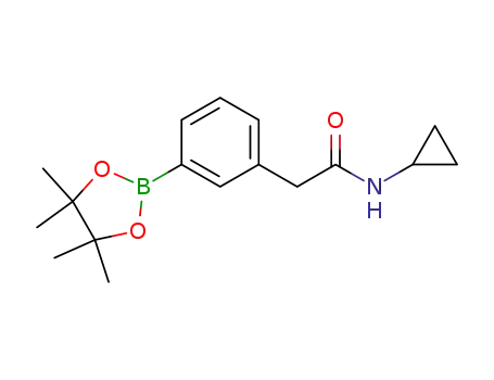 Molecular Structure of 1031747-48-4 (N-Cyclopropyl-2-[3-(4,4,5,5-tetramethyl-1,3,2-dioxaborolan-2-yl)phenyl]acetamide)