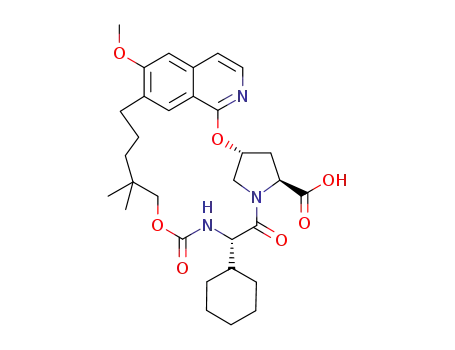 (3R,5S,8S)-8-cyclohexyl-18-methoxy-13,13-dimethyl-7,10-dioxo-2,11-dioxa-6,9,23-triazatetracyclo[15.6.2.1~3,6~.0~20,24~]hexacosa-1<sup>(23)</sup>,17,19,21,24-pentaene-5-carboxylic acid