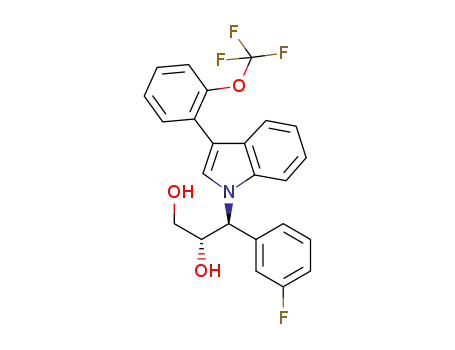 Molecular Structure of 930790-38-8 ((2S,3S)-3-(3-fluorophenyl)-3-{3-[2-(trifluoromethoxy)phenyl]-1H-indol-1-yl}propane-1,2-diol)