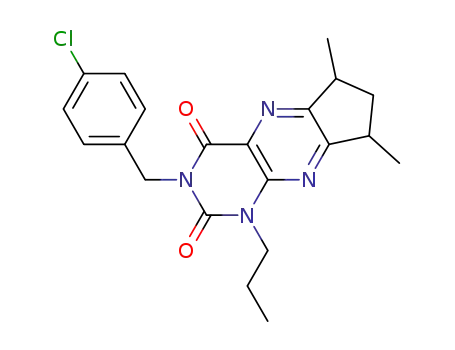 Molecular Structure of 1135922-51-8 (3-(4-chlorobenzyl)-6,8-dimethyl-1-propyl-7,8-dihydro-1H-cyclopenta[g]pteridine-2,4(3H,6H)-dione)