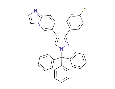 Molecular Structure of 474706-61-1 (6-[3-(4-fluorophenyl)-1-trityl-1H-4-pyrazolyl]imidazo[1,2-a]-pyridine)