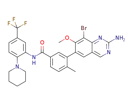 2-amino-8-bromo-7-methoxy-6-[2-methyl-5-N-(2-piperidino-5-trifluoromethylphenyl)carbamoylphenyl]quinazoline
