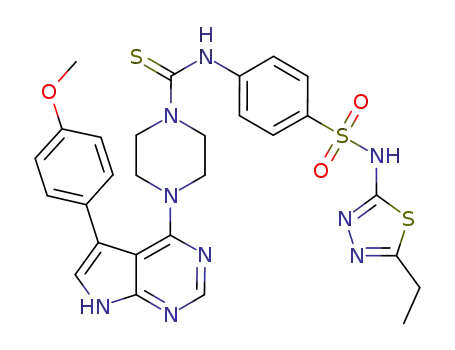 N-[4-(5-ethyl-[1,3,4]thiadiazol-2-ylsulfamoyl)-phenyl]-4-[5-(4-methoxy-phenyl)-7H-pyrrolo[2,3-d]pyrimidin-4-yl]-piperazine-1-carbothioamide