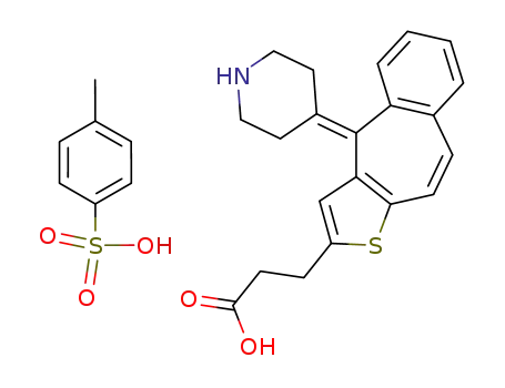 Molecular Structure of 1262518-45-5 (3-(4-piperidin-4-ylidene-4H-1-thiabenzo[f]azulen-2-yl)-propionic acid p-toluene sulfonate)