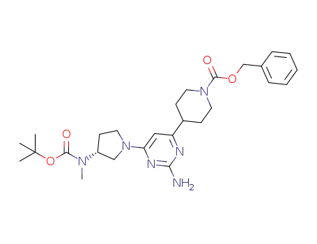 benzyl 4-(2-amino-6-((3R)-3-(tert-butoxycarbonyl(methyl)amino)pyrrolidin-1-yl)pyrimidin-4-yl)piperidin-1-carboxylate
