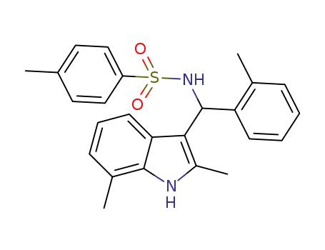 Molecular Structure of 1357175-08-6 (N-((2,7-dimethyl-1H-indol-3-yl)(o-tolyl)methyl)-4-methylbenzenesulfonamide)