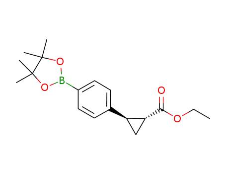 Molecular Structure of 1242441-10-6 (ethyl (1R,2R)-2-(4-(4,4,5,5-tetramethyl-1,3,2-dioxaborolan-2-yl)phenyl)cyclopropanecarboxylate)
