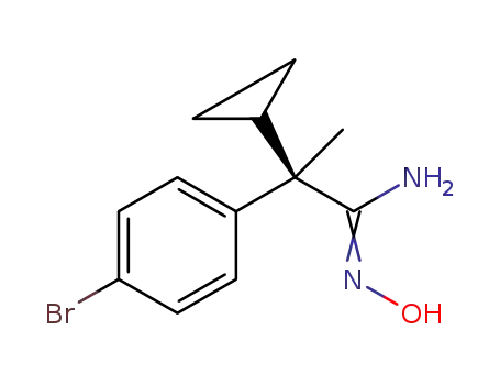 Molecular Structure of 1360551-95-6 ((R)-2-(4-bromophenyl)-2-cyclopropyl-N′-hydroxypropanimidamide)