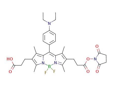 1,3,5,7-tetramethyl-2-(2-carboxyethyl)-6-(2-succinimidyloxycarbonylethyl)-8-[4-(N,N-diethylamino)-phenyl]-4,4-difluoro-4-bora-3a,4a-diaza-s-indacene