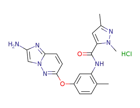 N-{5-[(2-aminoimidazo[1,2-b]pyridazin-6-yl)oxy]-2-methylphenyl}-1,3-dimethyl-1H-pyrazole-5-carboxamide hydrochloride