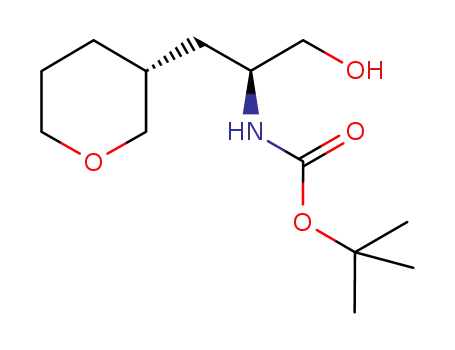 Molecular Structure of 942144-43-6 (tert-butyl (S)-1-hydroxy-3-((S)-tetrahydro-2H-pyran-3-yl)propan-2-ylcarbamate)