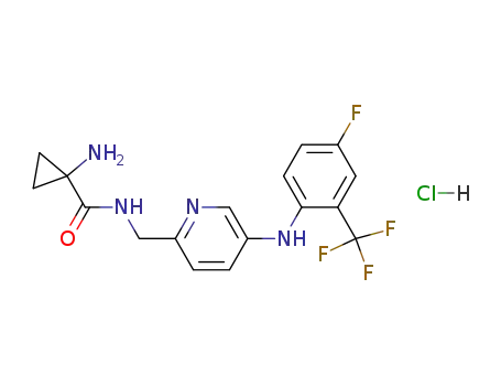 1-amino-cyclopropanecarboxylic acid [5-(4-fluoro-2-trifluoromethyl-phenylamino)-pyridin-2-ylmethyl]-amide hydrochloride